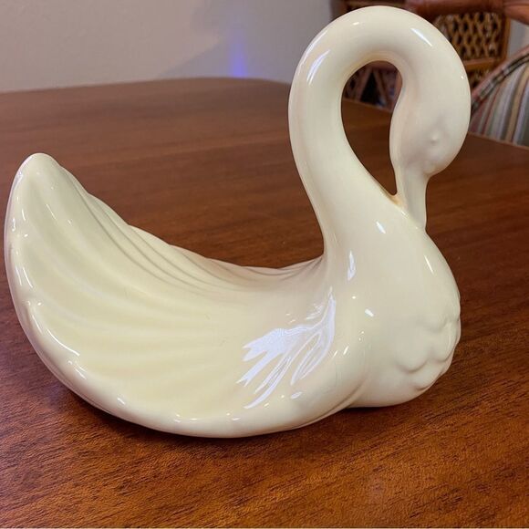 Vintage 80’s Andre Richard Japan Ceramic Swan Hand Towel Holder Soap Dish Cream - Picture 4 of 14